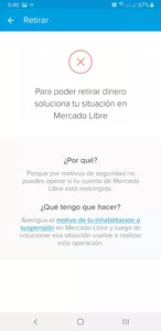 Suspension de cuenta error de ml en mis datos