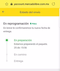 Reprogramación de envío