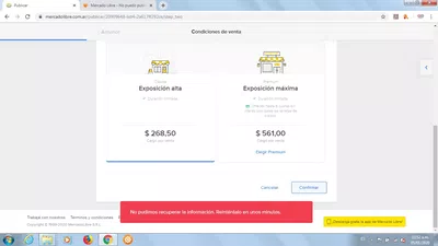 No puedo publicar en mercado libre por ningun medio, ni movil ni ordenador