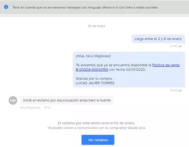 No sacan reclamo iniciado por el comprador por error