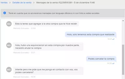 No sacan reclamo iniciado por el comprador por error