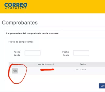No puedo descargar una factura en "mi correo"