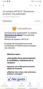 Devolucion de dinero