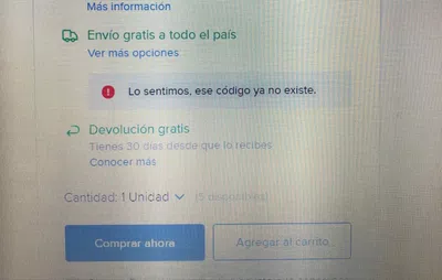 El código ingresado esta deshabilitado