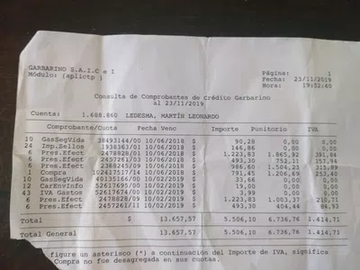 Garbarino nos llamó ahora  y quiere que le paguemos 50.000