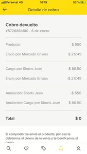 Venta en mercado libre no devuelto el dinero ni lel producto