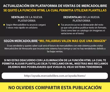 Que mercado libre vuelva a poner las descripciones con html